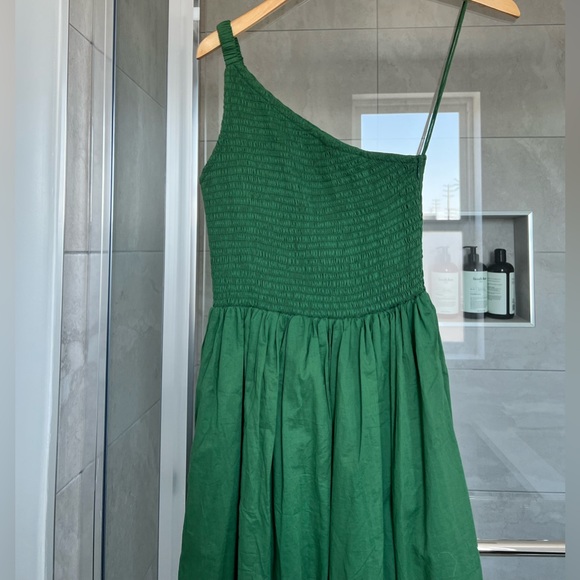 Faithfull the Brand Small Khalani Midi Dress Dark Green One Shoulder - Picture 8 of 10